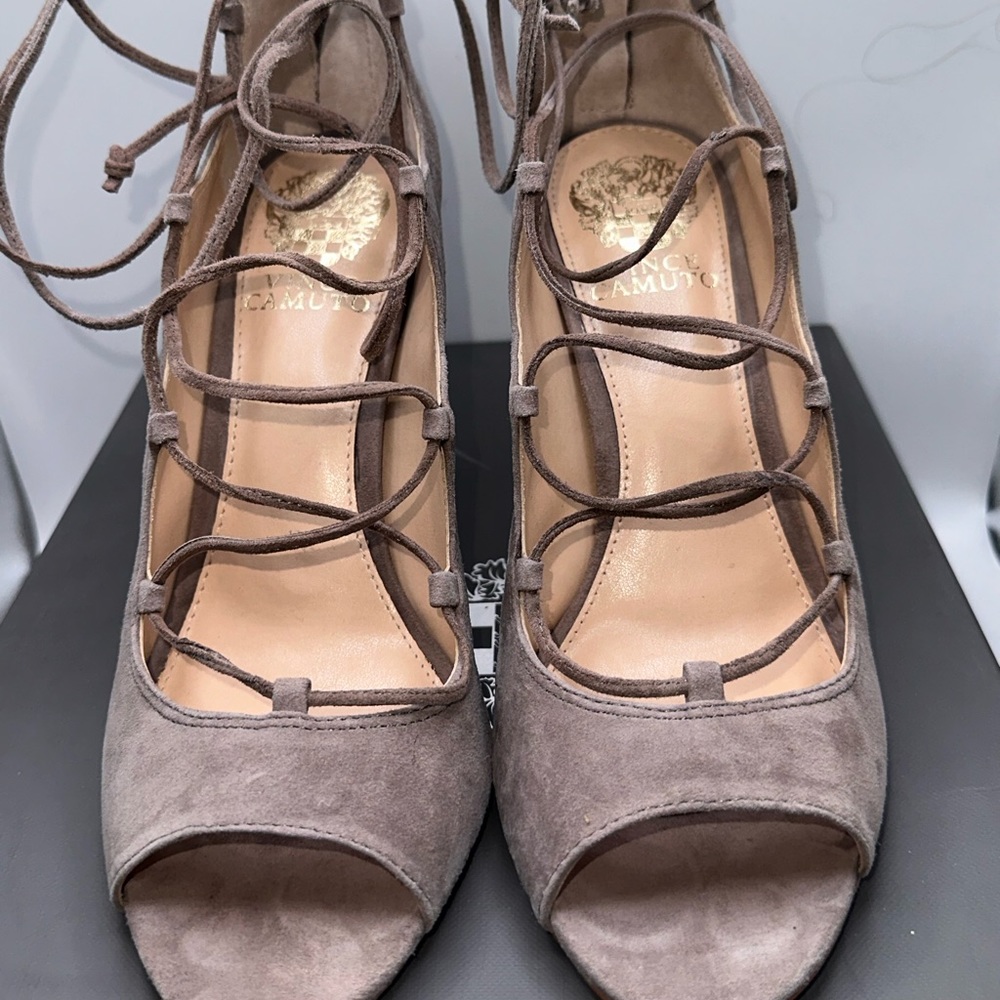 VC Stone Taupe True Suede Heels
